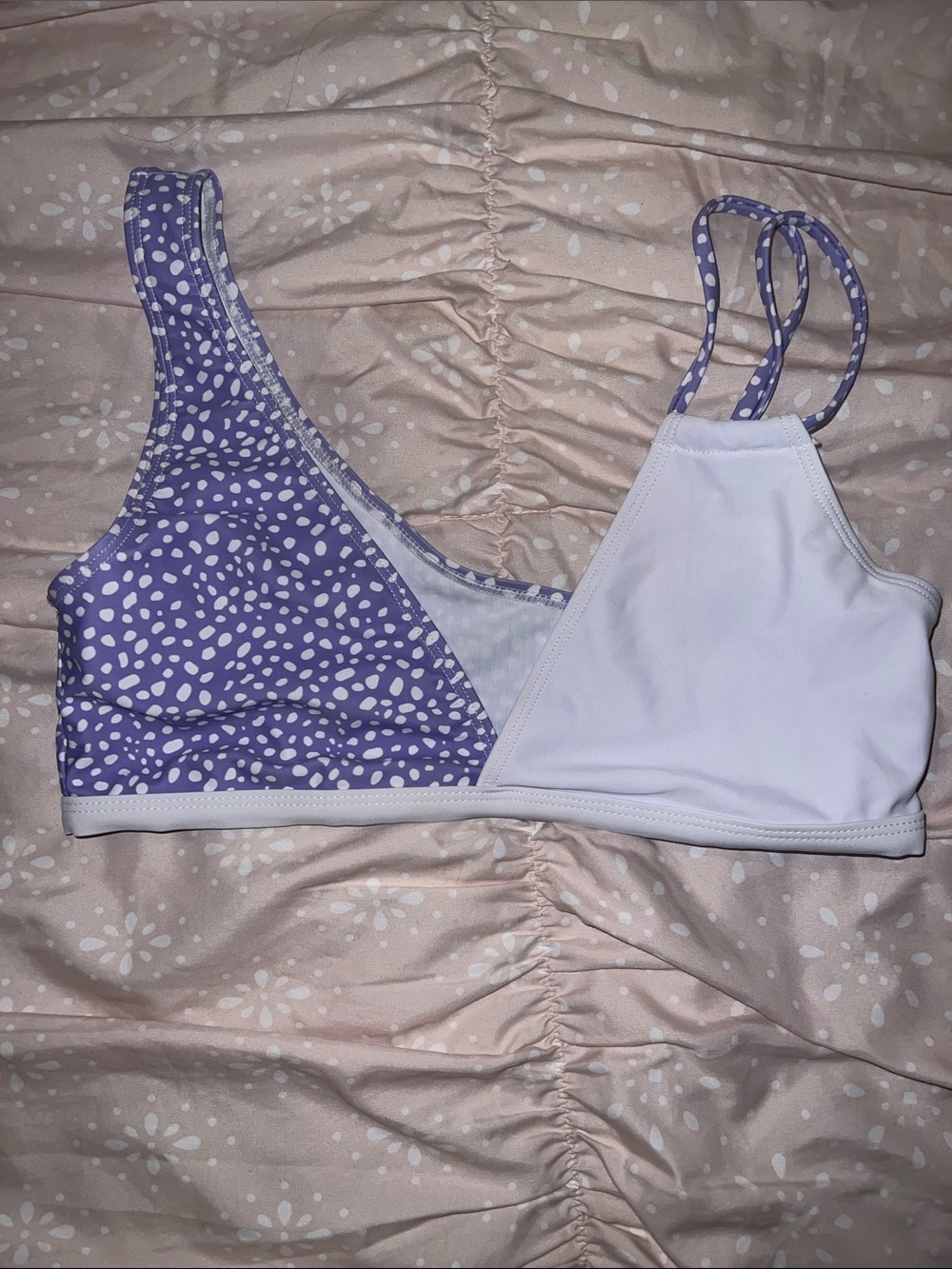 Purple & White Dual-Panel Bralette - Women Intimates